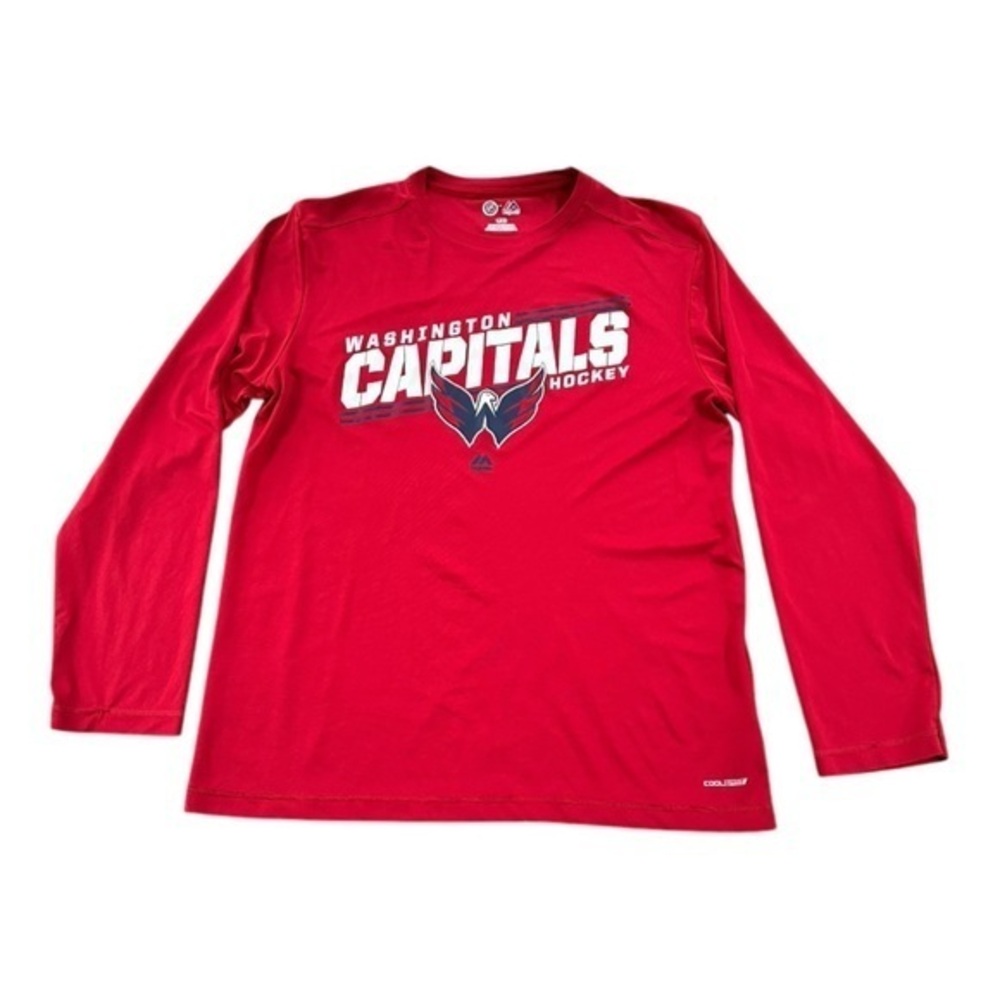 NHL Washington Capitals Majestic Red Crew Neck Quick-Dry Long Sleeve T-Shirt L